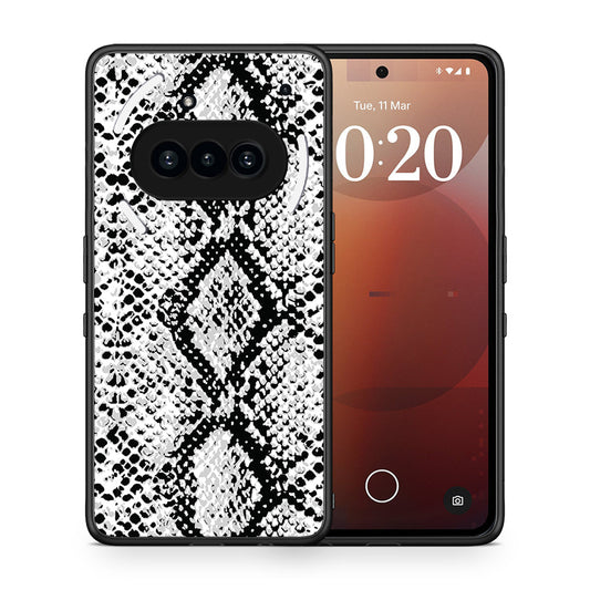 Θήκη Nothing Phone 3a White Snake Animal από τη Smartfits με σχέδιο στο πίσω μέρος και μαύρο περίβλημα | Nothing Phone 3a White Snake Animal case with colorful back and black bezels