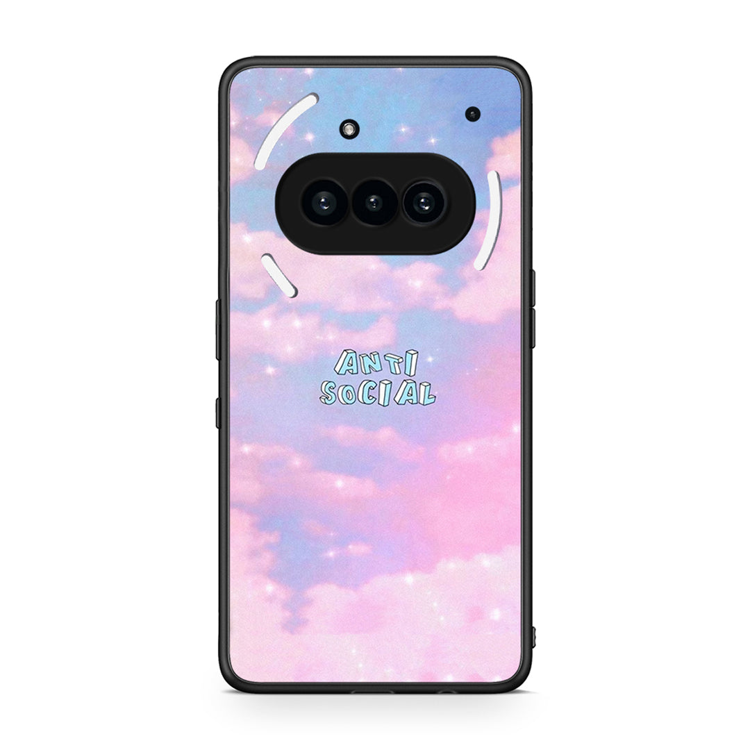 Nothing Phone 3a Anti Social Θήκη Αγίου Βαλεντίνου από τη Smartfits με σχέδιο στο πίσω μέρος και μαύρο περίβλημα | Smartphone case with colorful back and black bezels by Smartfits