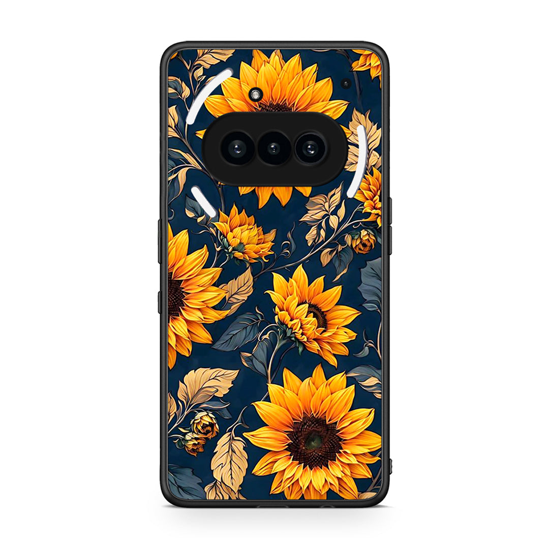 Nothing Phone 3a Autumn Sunflowers Θήκη από τη Smartfits με σχέδιο στο πίσω μέρος και μαύρο περίβλημα | Smartphone case with colorful back and black bezels by Smartfits