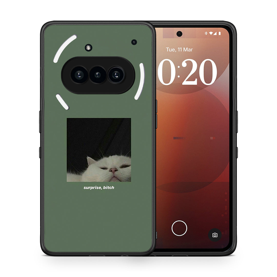 Θήκη Nothing Phone 3a Bitch Surprise από τη Smartfits με σχέδιο στο πίσω μέρος και μαύρο περίβλημα | Nothing Phone 3a Bitch Surprise case with colorful back and black bezels