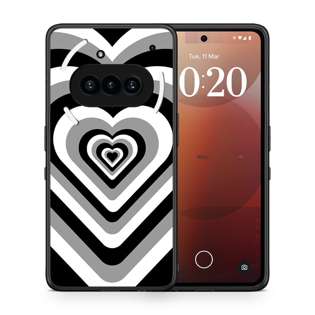 Θήκη Nothing Phone 3a Black Hearts από τη Smartfits με σχέδιο στο πίσω μέρος και μαύρο περίβλημα | Nothing Phone 3a Black Hearts case with colorful back and black bezels