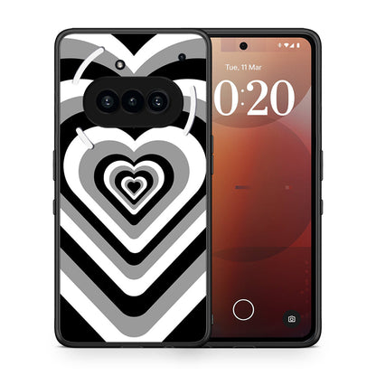 Θήκη Nothing Phone 3a Black Hearts από τη Smartfits με σχέδιο στο πίσω μέρος και μαύρο περίβλημα | Nothing Phone 3a Black Hearts case with colorful back and black bezels