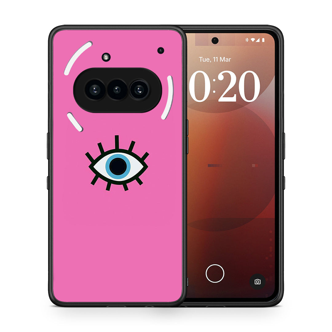Θήκη Nothing Phone 3a Blue Eye Pink από τη Smartfits με σχέδιο στο πίσω μέρος και μαύρο περίβλημα | Nothing Phone 3a Blue Eye Pink case with colorful back and black bezels