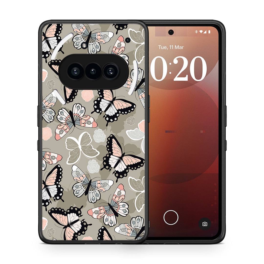 Θήκη Nothing Phone 3a Butterflies Boho από τη Smartfits με σχέδιο στο πίσω μέρος και μαύρο περίβλημα | Nothing Phone 3a Butterflies Boho case with colorful back and black bezels