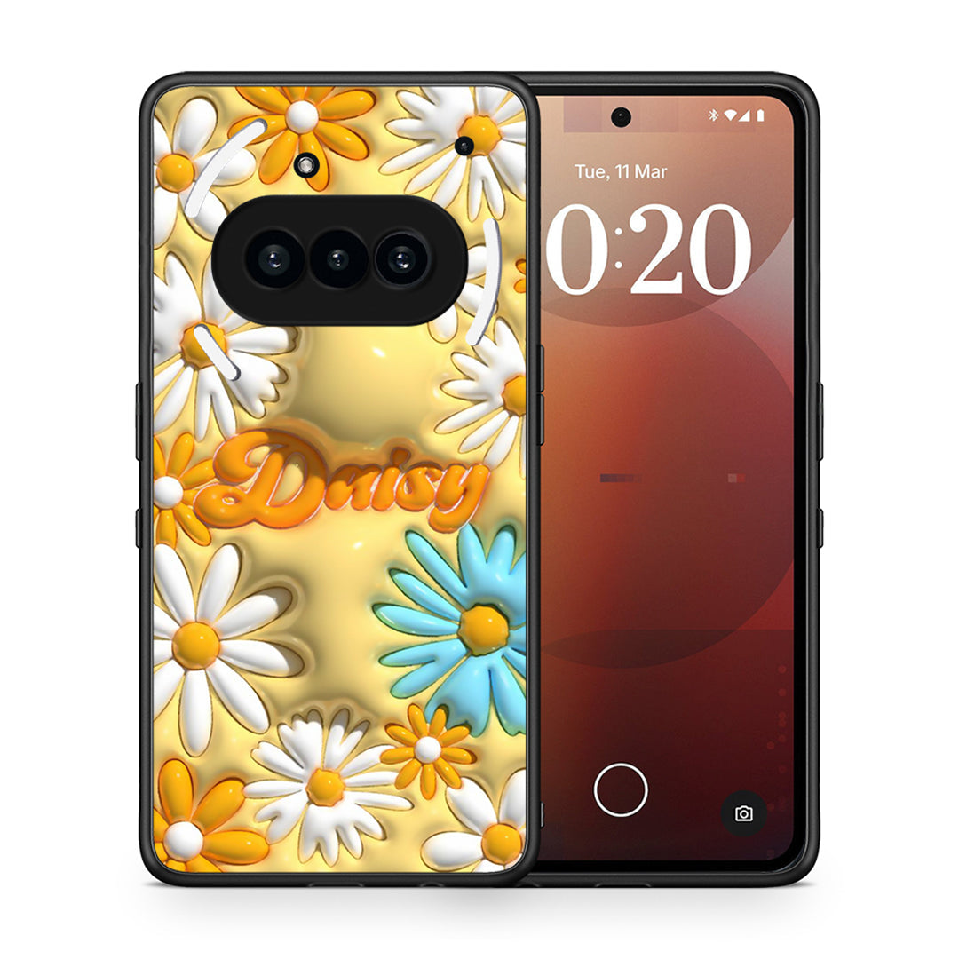 Θήκη Nothing Phone 3a Bubble Daisies από τη Smartfits με σχέδιο στο πίσω μέρος και μαύρο περίβλημα | Nothing Phone 3a Bubble Daisies case with colorful back and black bezels
