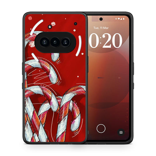 Θήκη Nothing Phone 3a Candy Cane από τη Smartfits με σχέδιο στο πίσω μέρος και μαύρο περίβλημα | Nothing Phone 3a Candy Cane case with colorful back and black bezels