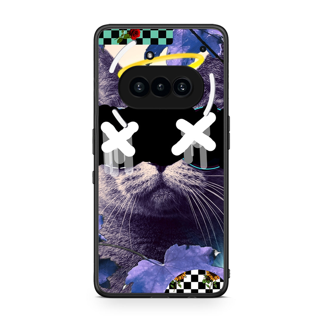 Nothing Phone 3a Cat Collage θήκη από τη Smartfits με σχέδιο στο πίσω μέρος και μαύρο περίβλημα | Smartphone case with colorful back and black bezels by Smartfits