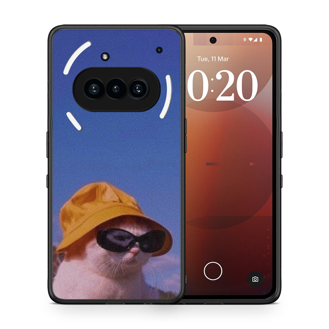 Θήκη Nothing Phone 3a Cat Diva από τη Smartfits με σχέδιο στο πίσω μέρος και μαύρο περίβλημα | Nothing Phone 3a Cat Diva case with colorful back and black bezels