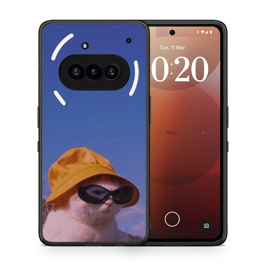 Θήκη Nothing Phone 3a Cat Diva από τη Smartfits με σχέδιο στο πίσω μέρος και μαύρο περίβλημα | Nothing Phone 3a Cat Diva case with colorful back and black bezels