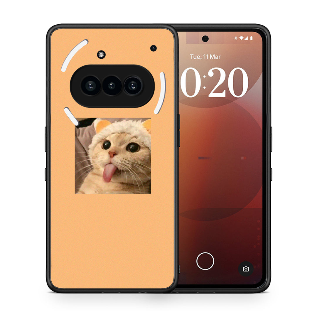 Θήκη Nothing Phone 3a Cat Tongue από τη Smartfits με σχέδιο στο πίσω μέρος και μαύρο περίβλημα | Nothing Phone 3a Cat Tongue case with colorful back and black bezels