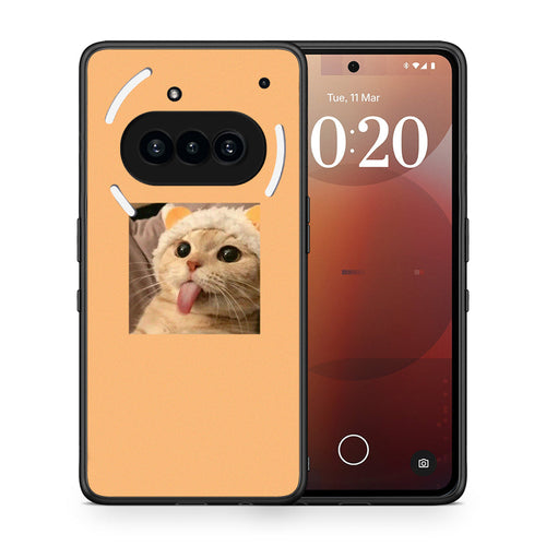 Θήκη Nothing Phone 3a Cat Tongue από τη Smartfits με σχέδιο στο πίσω μέρος και μαύρο περίβλημα | Nothing Phone 3a Cat Tongue case with colorful back and black bezels