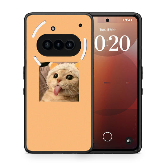 Θήκη Nothing Phone 3a Cat Tongue από τη Smartfits με σχέδιο στο πίσω μέρος και μαύρο περίβλημα | Nothing Phone 3a Cat Tongue case with colorful back and black bezels