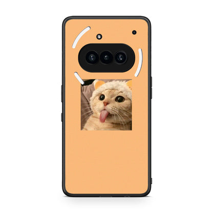 Nothing Phone 3a Cat Tongue θήκη από τη Smartfits με σχέδιο στο πίσω μέρος και μαύρο περίβλημα | Smartphone case with colorful back and black bezels by Smartfits