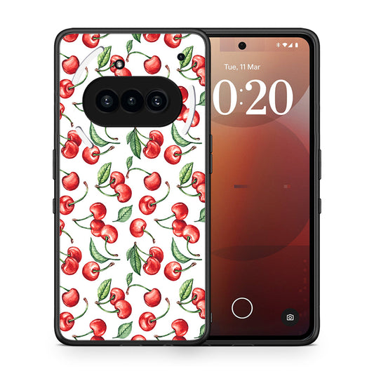Θήκη Nothing Phone 3a Cherry Summer από τη Smartfits με σχέδιο στο πίσω μέρος και μαύρο περίβλημα | Nothing Phone 3a Cherry Summer case with colorful back and black bezels