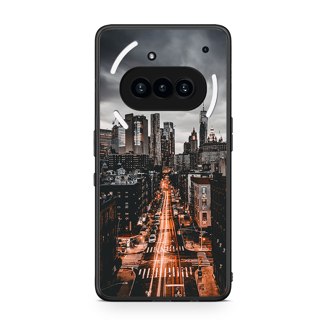 Nothing Phone 3a City Lights θήκη από τη Smartfits με σχέδιο στο πίσω μέρος και μαύρο περίβλημα | Smartphone case with colorful back and black bezels by Smartfits
