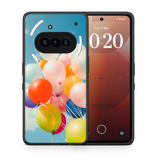 Θήκη Nothing Phone 3a Colorful Balloons από τη Smartfits με σχέδιο στο πίσω μέρος και μαύρο περίβλημα | Nothing Phone 3a Colorful Balloons case with colorful back and black bezels