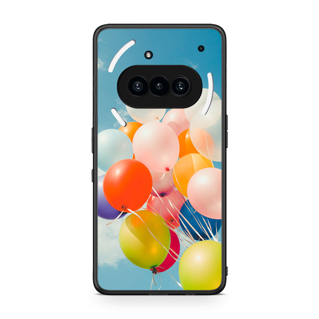 Nothing Phone 3a Colorful Balloons θήκη από τη Smartfits με σχέδιο στο πίσω μέρος και μαύρο περίβλημα | Smartphone case with colorful back and black bezels by Smartfits