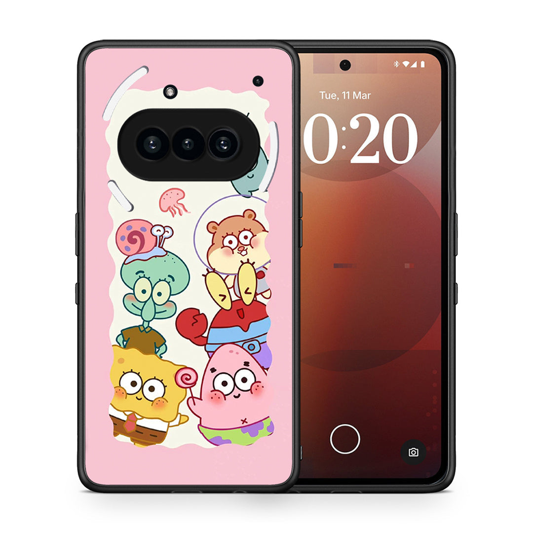 Θήκη Nothing Phone 3a Cute Companion από τη Smartfits με σχέδιο στο πίσω μέρος και μαύρο περίβλημα | Nothing Phone 3a Cute Companion case with colorful back and black bezels