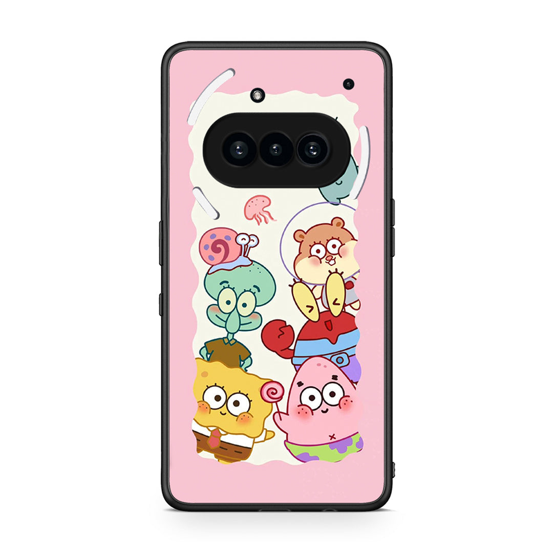 Nothing Phone 3a Cute Companion θήκη από τη Smartfits με σχέδιο στο πίσω μέρος και μαύρο περίβλημα | Smartphone case with colorful back and black bezels by Smartfits