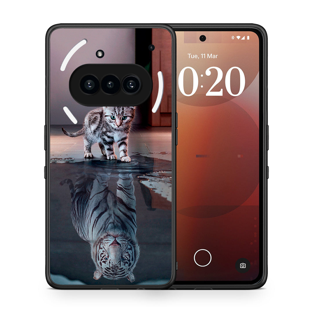 Θήκη Nothing Phone 3a Tiger Cute από τη Smartfits με σχέδιο στο πίσω μέρος και μαύρο περίβλημα | Nothing Phone 3a Tiger Cute case with colorful back and black bezels
