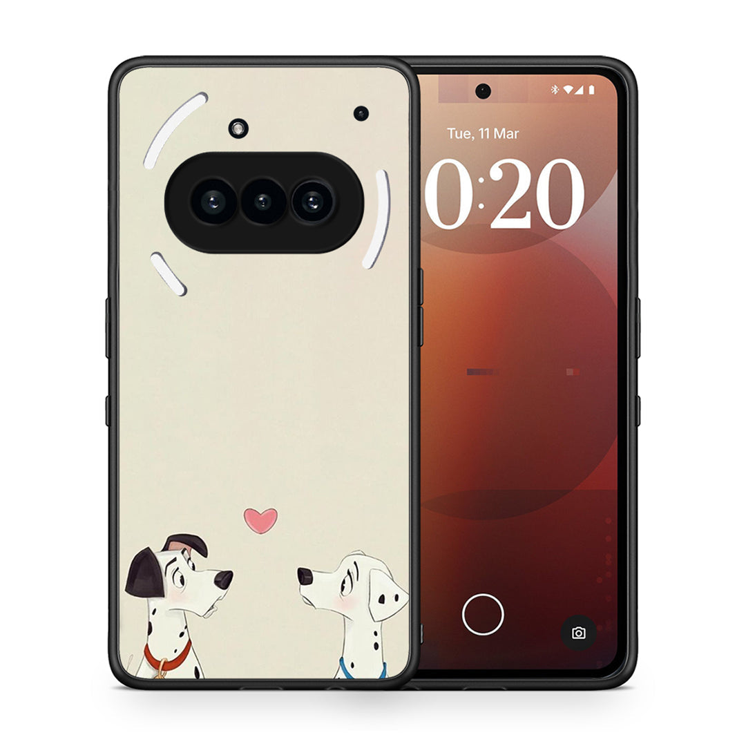 Θήκη Nothing Phone 3a Dalmatians Love από τη Smartfits με σχέδιο στο πίσω μέρος και μαύρο περίβλημα | Nothing Phone 3a Dalmatians Love case with colorful back and black bezels