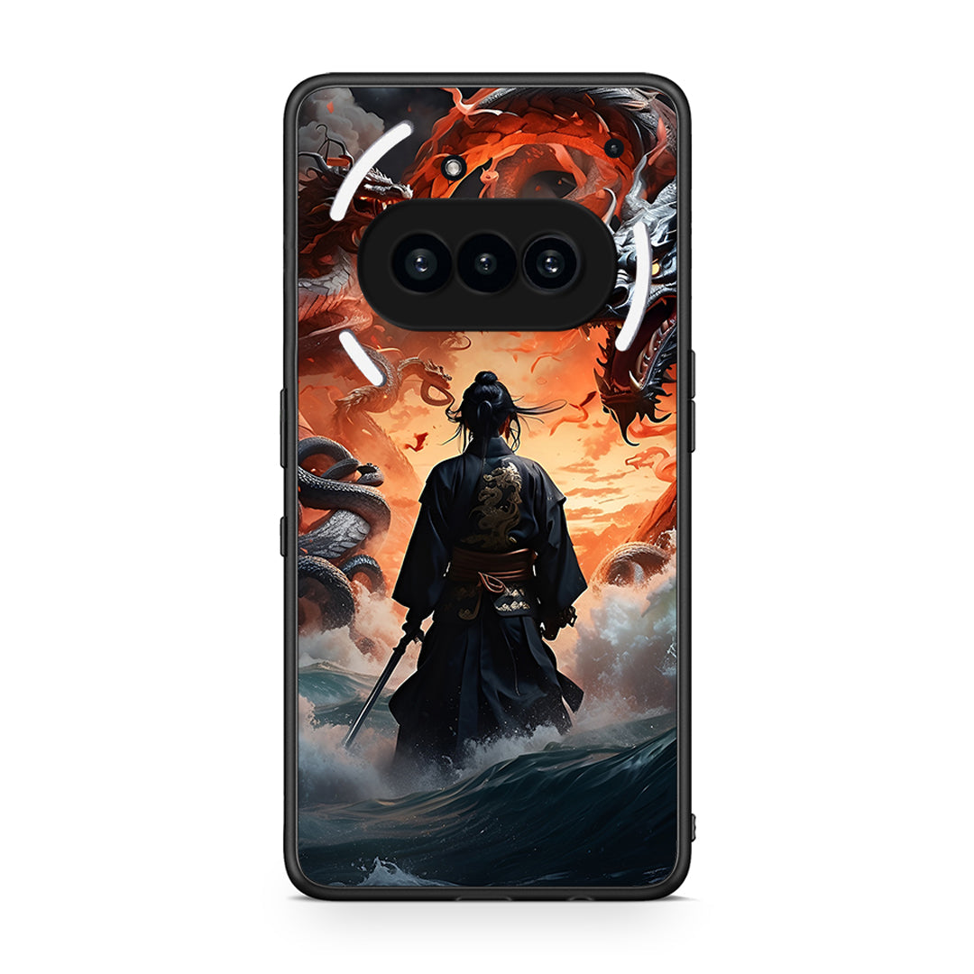 Nothing Phone 3a Dragons Fight θήκη από τη Smartfits με σχέδιο στο πίσω μέρος και μαύρο περίβλημα | Smartphone case with colorful back and black bezels by Smartfits