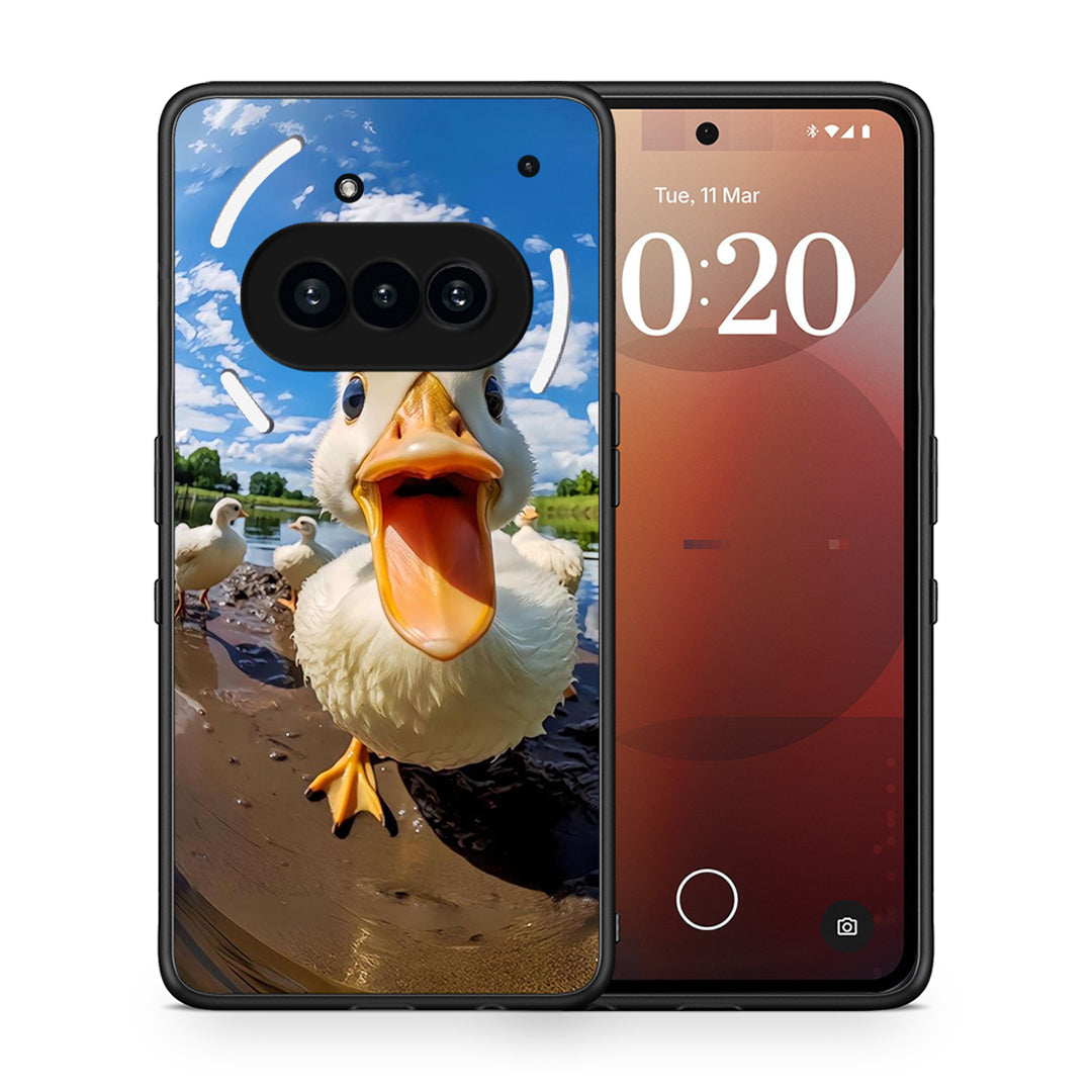 Θήκη Nothing Phone 3a Duck Face από τη Smartfits με σχέδιο στο πίσω μέρος και μαύρο περίβλημα | Nothing Phone 3a Duck Face case with colorful back and black bezels