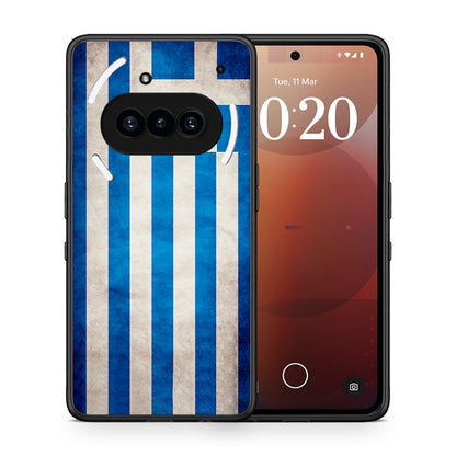 Θήκη Nothing Phone 3a Greek Flag από τη Smartfits με σχέδιο στο πίσω μέρος και μαύρο περίβλημα | Nothing Phone 3a Greek Flag case with colorful back and black bezels