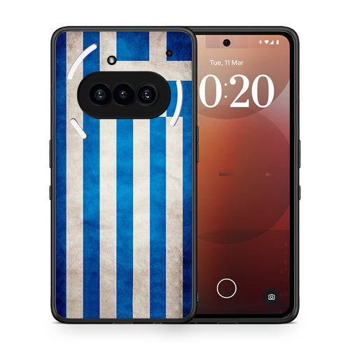 Θήκη Nothing Phone 3a Greek Flag από τη Smartfits με σχέδιο στο πίσω μέρος και μαύρο περίβλημα | Nothing Phone 3a Greek Flag case with colorful back and black bezels