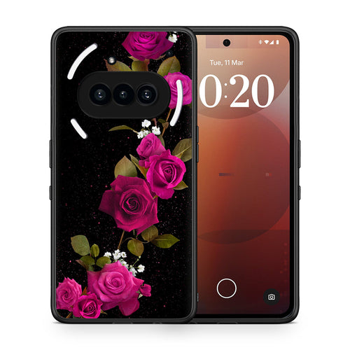 Θήκη Nothing Phone 3a Red Roses Flower από τη Smartfits με σχέδιο στο πίσω μέρος και μαύρο περίβλημα | Nothing Phone 3a Red Roses Flower case with colorful back and black bezels
