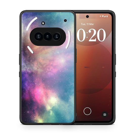 Θήκη Nothing Phone 3a Rainbow Galaxy από τη Smartfits με σχέδιο στο πίσω μέρος και μαύρο περίβλημα | Nothing Phone 3a Rainbow Galaxy case with colorful back and black bezels