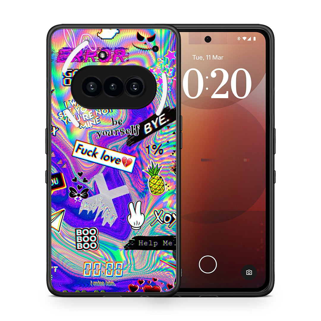 Θήκη Nothing Phone 3a Game Over από τη Smartfits με σχέδιο στο πίσω μέρος και μαύρο περίβλημα | Nothing Phone 3a Game Over case with colorful back and black bezels