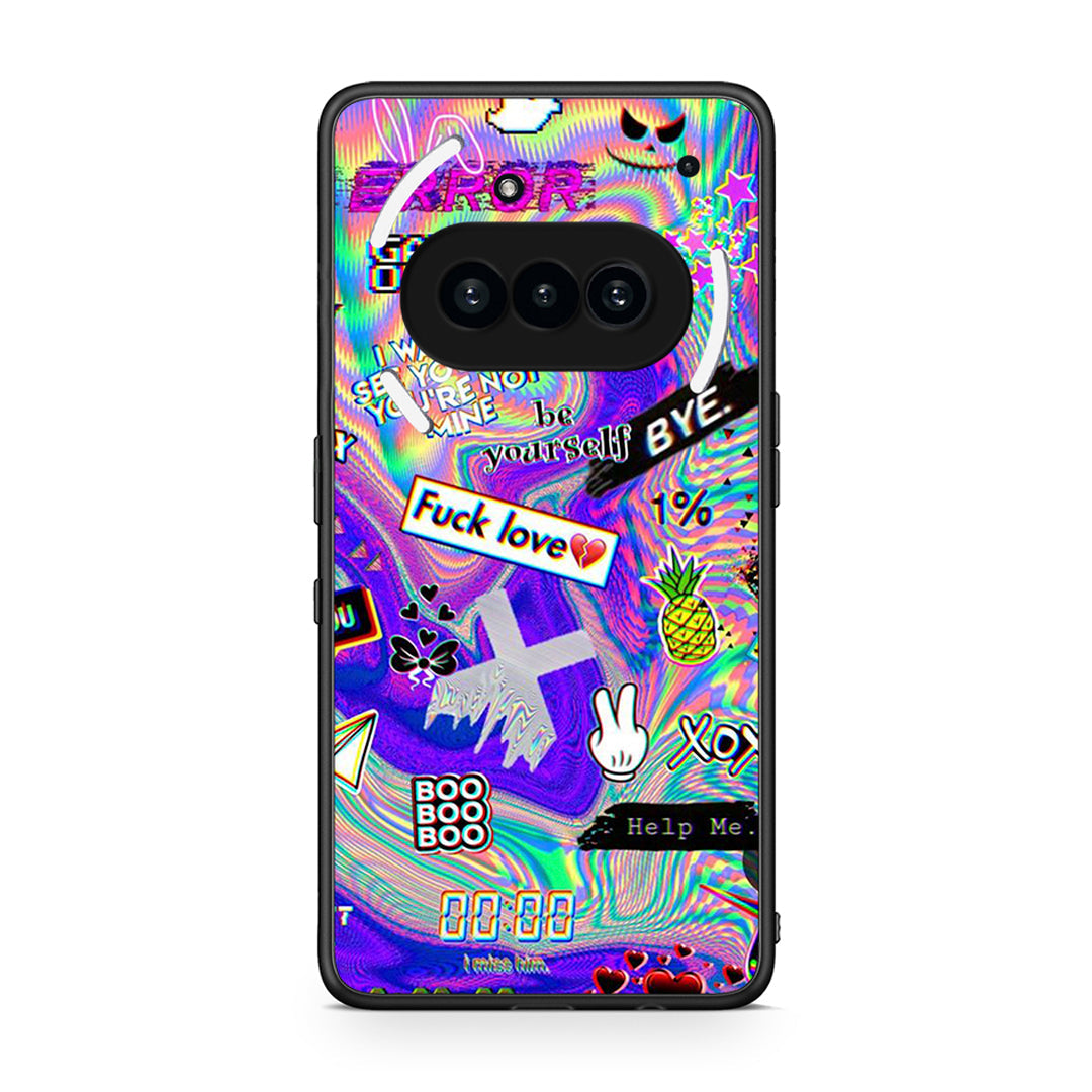 Nothing Phone 3a Game Over θήκη από τη Smartfits με σχέδιο στο πίσω μέρος και μαύρο περίβλημα | Smartphone case with colorful back and black bezels by Smartfits