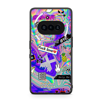 Nothing Phone 3a Game Over θήκη από τη Smartfits με σχέδιο στο πίσω μέρος και μαύρο περίβλημα | Smartphone case with colorful back and black bezels by Smartfits
