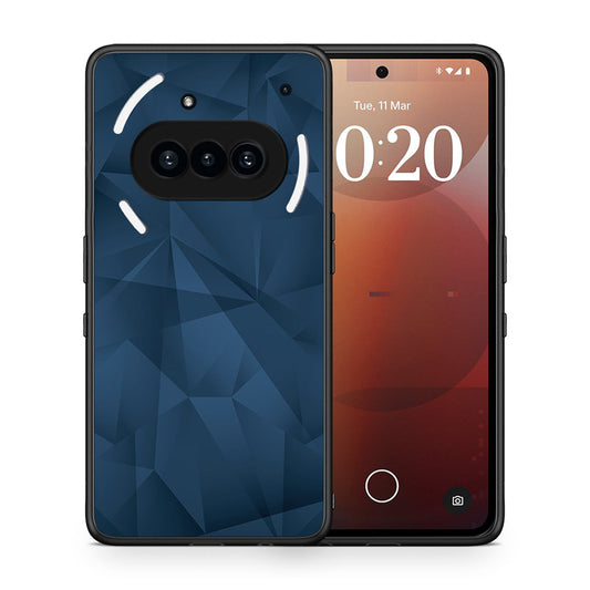 Θήκη Nothing Phone 3a Blue Abstract Geometric από τη Smartfits με σχέδιο στο πίσω μέρος και μαύρο περίβλημα | Nothing Phone 3a Blue Abstract Geometric case with colorful back and black bezels