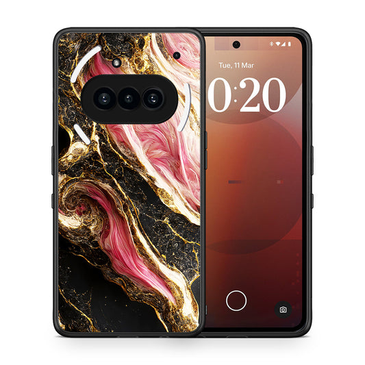 Θήκη Nothing Phone 3a Glamorous Pink Marble από τη Smartfits με σχέδιο στο πίσω μέρος και μαύρο περίβλημα | Nothing Phone 3a Glamorous Pink Marble case with colorful back and black bezels
