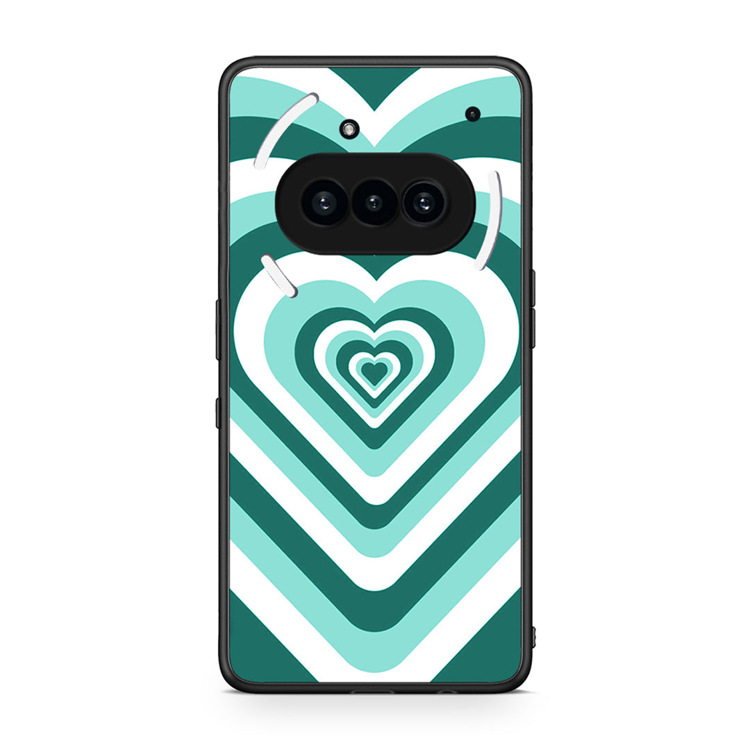 Nothing Phone 3a Green Hearts θήκη από τη Smartfits με σχέδιο στο πίσω μέρος και μαύρο περίβλημα | Smartphone case with colorful back and black bezels by Smartfits