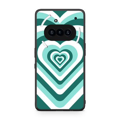 Nothing Phone 3a Green Hearts θήκη από τη Smartfits με σχέδιο στο πίσω μέρος και μαύρο περίβλημα | Smartphone case with colorful back and black bezels by Smartfits