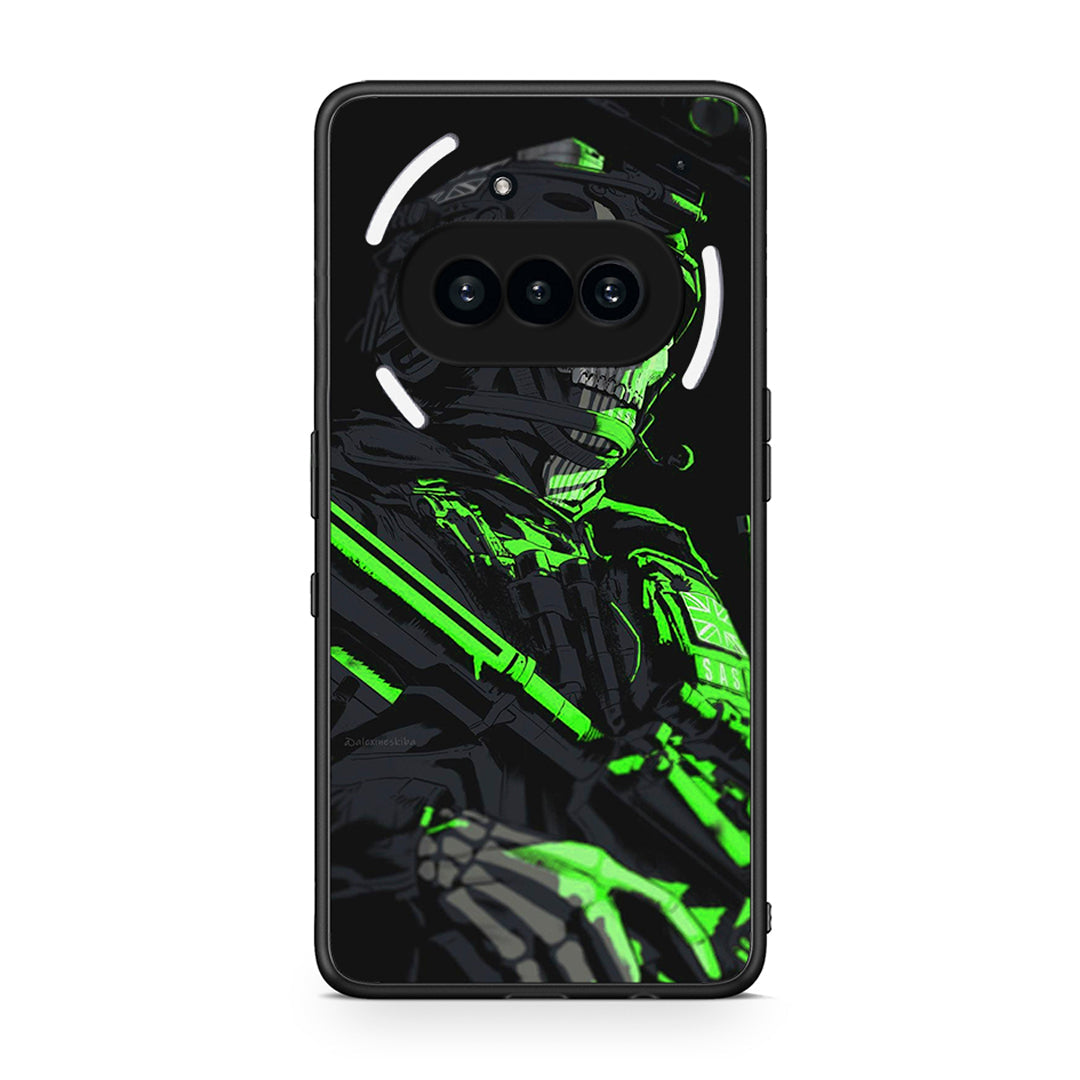 Nothing Phone 3a Green Soldier Θήκη Αγίου Βαλεντίνου από τη Smartfits με σχέδιο στο πίσω μέρος και μαύρο περίβλημα | Smartphone case with colorful back and black bezels by Smartfits