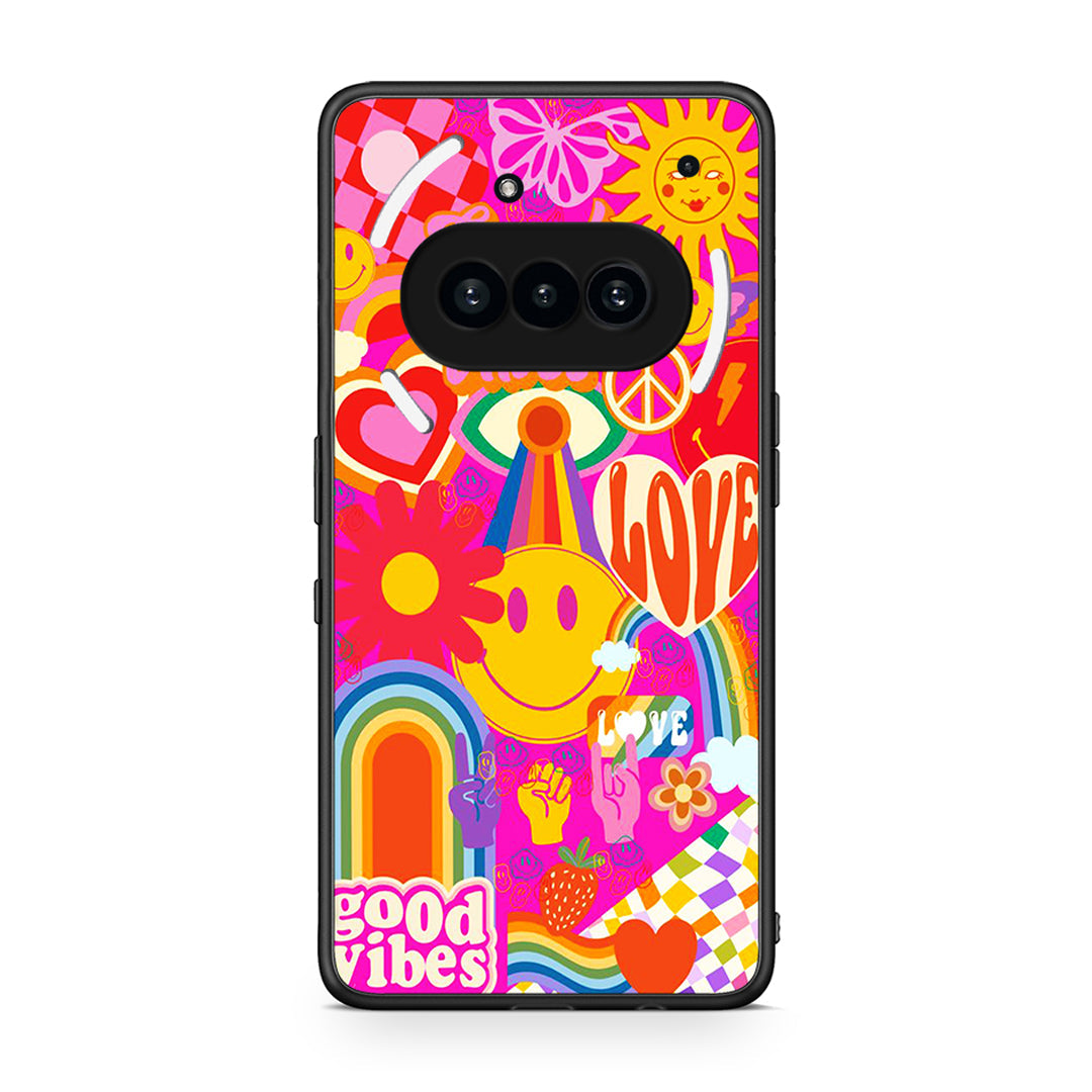 Nothing Phone 3a Hippie Love θήκη από τη Smartfits με σχέδιο στο πίσω μέρος και μαύρο περίβλημα | Smartphone case with colorful back and black bezels by Smartfits