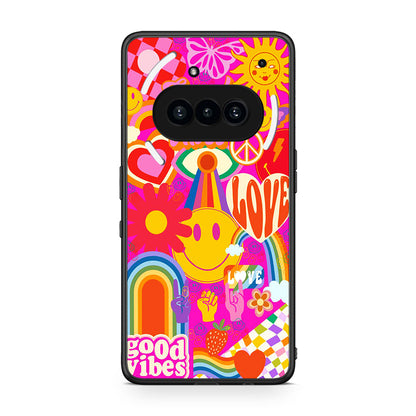 Nothing Phone 3a Hippie Love θήκη από τη Smartfits με σχέδιο στο πίσω μέρος και μαύρο περίβλημα | Smartphone case with colorful back and black bezels by Smartfits