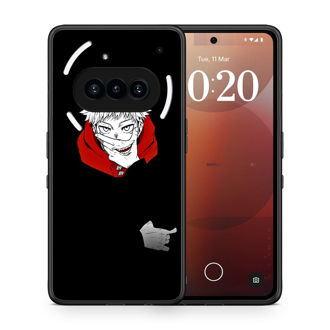 Θήκη Nothing Phone 3a Itadori Anime από τη Smartfits με σχέδιο στο πίσω μέρος και μαύρο περίβλημα | Nothing Phone 3a Itadori Anime case with colorful back and black bezels
