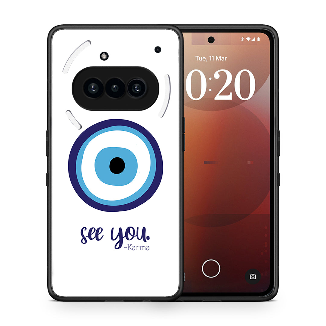 Θήκη Nothing Phone 3a Karma Says από τη Smartfits με σχέδιο στο πίσω μέρος και μαύρο περίβλημα | Nothing Phone 3a Karma Says case with colorful back and black bezels