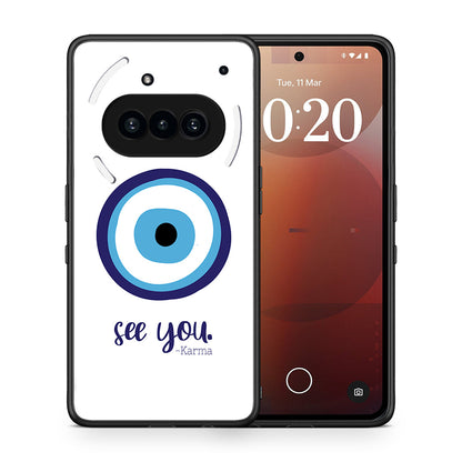 Θήκη Nothing Phone 3a Karma Says από τη Smartfits με σχέδιο στο πίσω μέρος και μαύρο περίβλημα | Nothing Phone 3a Karma Says case with colorful back and black bezels
