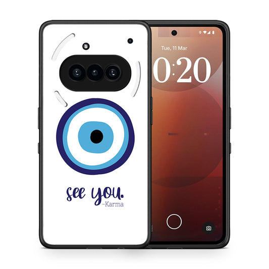 Θήκη Nothing Phone 3a Karma Says από τη Smartfits με σχέδιο στο πίσω μέρος και μαύρο περίβλημα | Nothing Phone 3a Karma Says case with colorful back and black bezels