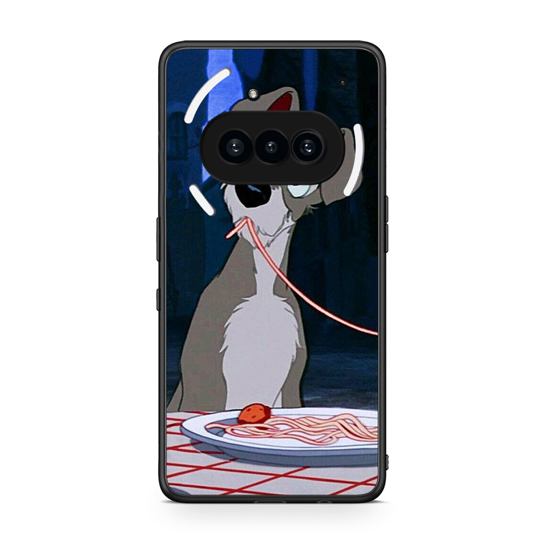 Nothing Phone 3a Lady And Tramp 1 Θήκη Αγίου Βαλεντίνου από τη Smartfits με σχέδιο στο πίσω μέρος και μαύρο περίβλημα | Smartphone case with colorful back and black bezels by Smartfits