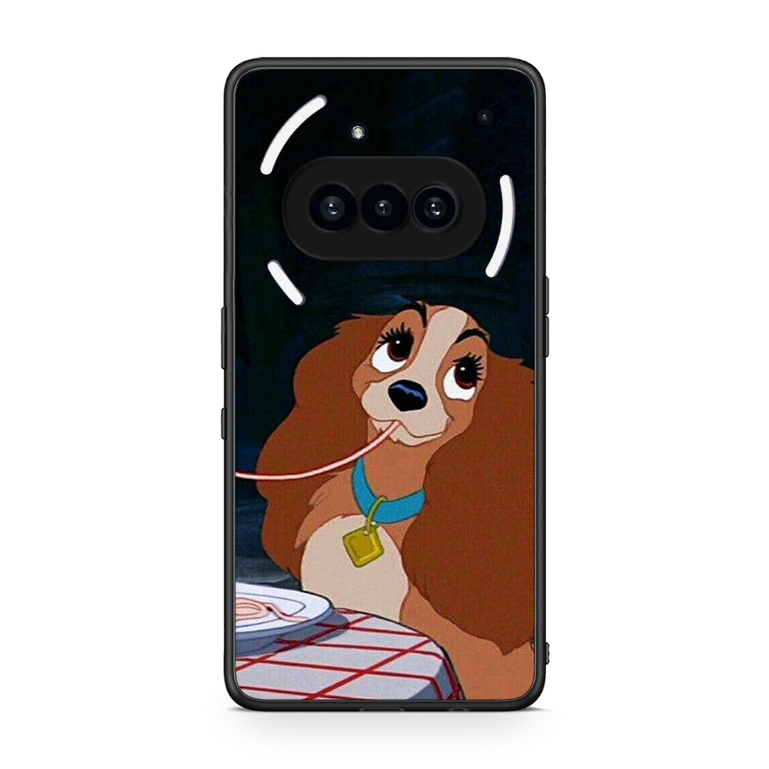 Nothing Phone 3a Lady And Tramp 2 Θήκη Αγίου Βαλεντίνου από τη Smartfits με σχέδιο στο πίσω μέρος και μαύρο περίβλημα | Smartphone case with colorful back and black bezels by Smartfits