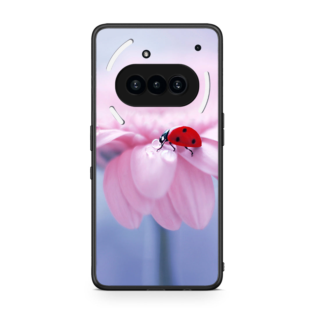Nothing Phone 3a Ladybug Flower θήκη από τη Smartfits με σχέδιο στο πίσω μέρος και μαύρο περίβλημα | Smartphone case with colorful back and black bezels by Smartfits