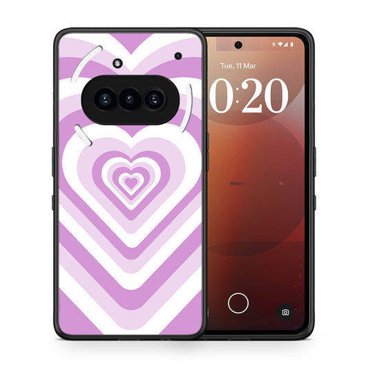Θήκη Nothing Phone 3a Lilac Hearts από τη Smartfits με σχέδιο στο πίσω μέρος και μαύρο περίβλημα | Nothing Phone 3a Lilac Hearts case with colorful back and black bezels