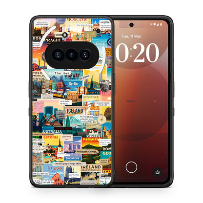 Θήκη Nothing Phone 3a Live To Travel από τη Smartfits με σχέδιο στο πίσω μέρος και μαύρο περίβλημα | Nothing Phone 3a Live To Travel case with colorful back and black bezels